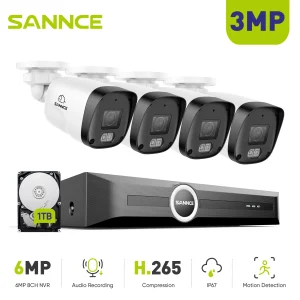 SANNCE 8CH NVR 3MP Security Camera System